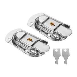 PATIKIL Suitcase Lock Hasp 2.64" x 1.34", 2Pcs Metal Iron Toggle Catch Latch with Key for Jewelry Box Wooden Case Toolbox Briefcases Luggage, Silver