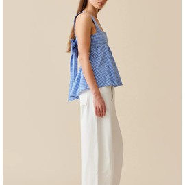 KOSUSANILL Y2k Gingham Tank Top Women Sleeveless Backless Square Neck Ruffle Peplum Babydoll Dorothy‌ Camisole Going Out Cami Blouse (Blue Plaid, M)