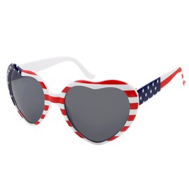Patriotic Heart Sunglasses for Women Men 4th of July Trendy Love Shaped Sunglasses Retro Lovely Fashion Cute Sun Glasses
