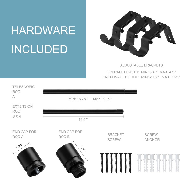 Byondeth Curtain Rods for Windows 16 to 88 Inches Adjustable