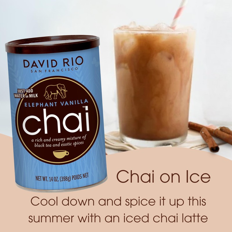 Elephant Vanilla Chai Tea Latte Mix, 14 Oz, Black Tea,