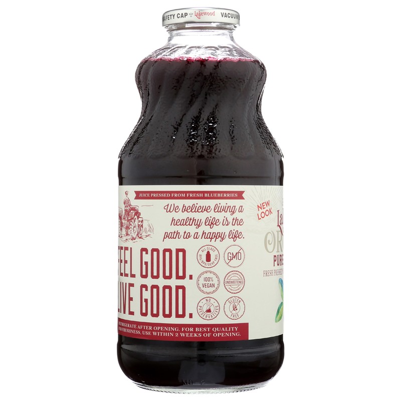 LAKEWOOD Organic Pure Juice, Blueberry, 32 FZ