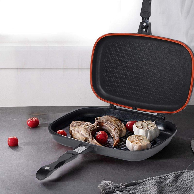 Double Sided Frying Pan, Kitchen Portable Non Stick Baking Pancake