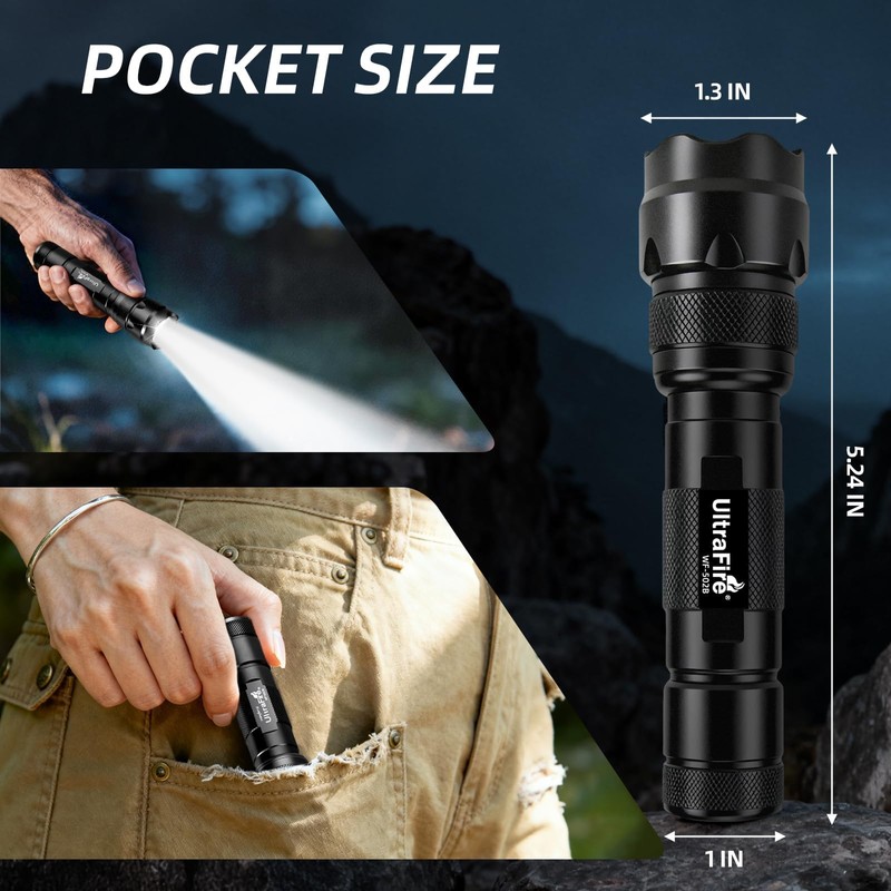 ULTRAFIRE 2 Pack Mini LED Flashlight 1000 Lumens 5 Modes