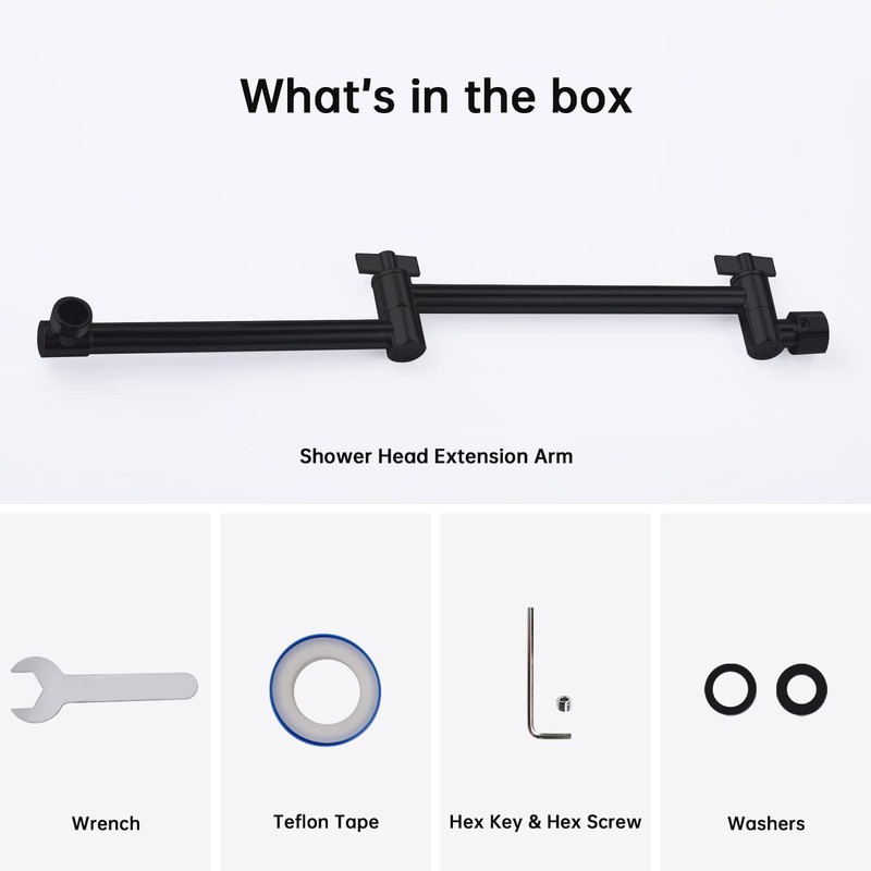 G-Promise 16 Inch Shower Head Extension Arm, Solid Brass Height