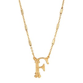 1928 Jewelry Old Fashioned Gold Initial Letter Pendant Necklace for Women 15" + 3" Extender (F)