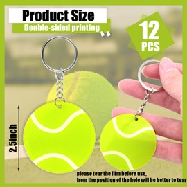 Yaure Joy 12 Pcs Tennis Acrylic Keychain bulk with 1 Black Marker for DIY Sports Party Favor (Tennis)