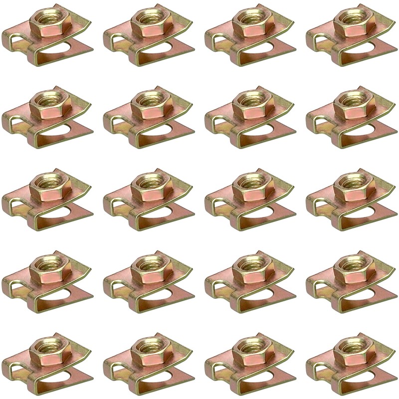 20 PCS Clip-On Nuts,U Shapes Nut Clamps Metal Clips Screw
