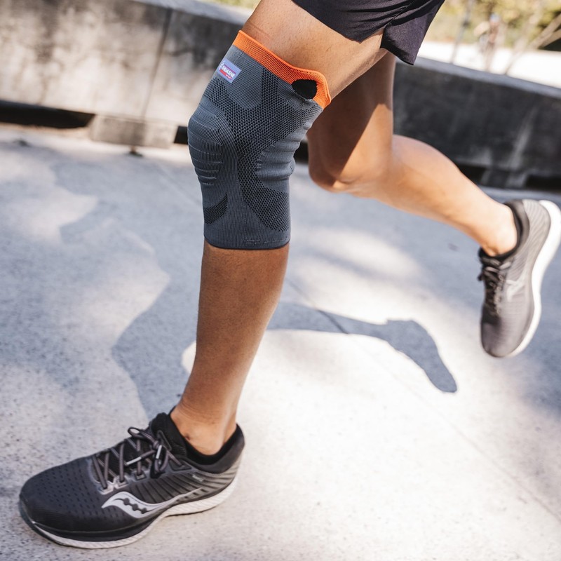 Verstärkte Kniebandage von Thuasne Sport - Grau/Orange - Größe S