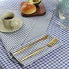 INFEI Plain Striped Cotton Linen Blended Dinner Cloth Napkins -