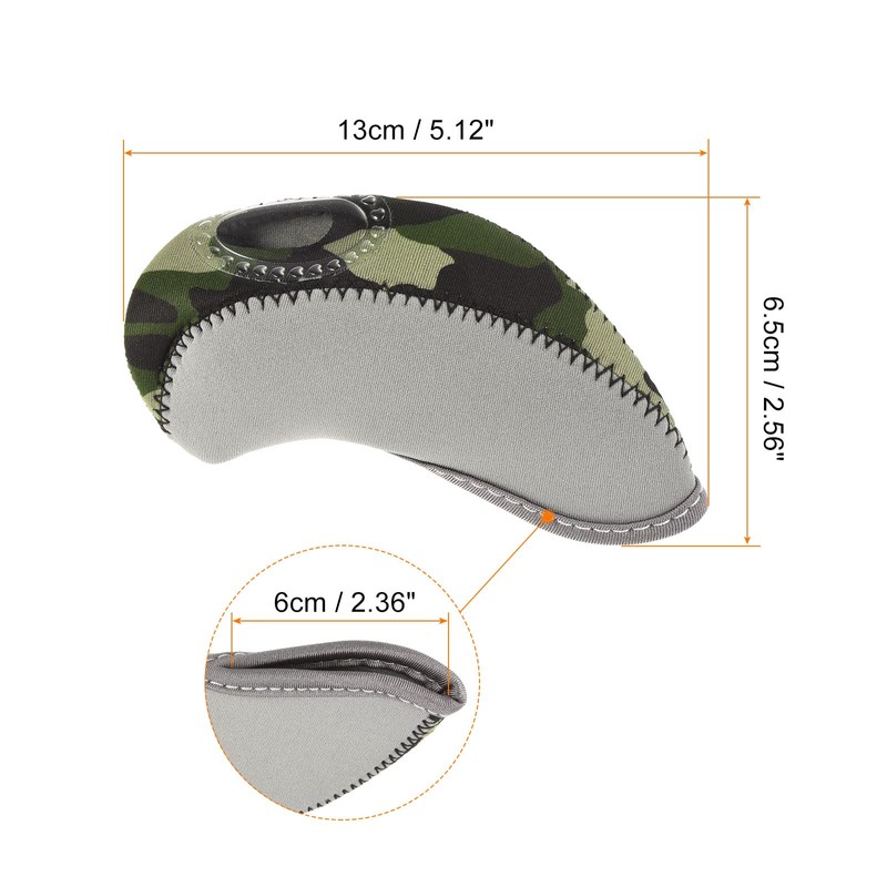 PATIKIL ゴルフクラブアイアンヘッドカバー 10個 目に見える窓 防水 保護スリーブ 屋外スポーツ用 グレー カモフラージュ