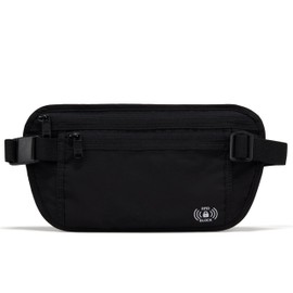Pander Unisex RFID Anti Theft Waist Pouch Money Belt for Travel, Blocking Hidden Wallet Belt Bag for Women, Protects Your Valuables and Data. (Black Onyx)