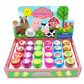 Tiny Mills 24 Pcs plastic, rubber Barnyard Farm Animals Stampers for Kids