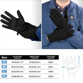 Lapulas Cycling Gloves, Unisex Winter Thin Thermal Gloves Lightweight Touch Screen Gloves Black Warm Liner Running Gloves Outdoor Climbing Driving Biking Gloves for Men Women Ladies