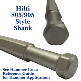 Champion Chisel, Hilti 805/905 Style Shank - 7/8-Inch Hex Steel, 19-Inch Long Moil or Bull Point. Designed for use in the following TE models - 1000-AVR, 1500-AVR, 805, 905, 905-AVR, 906-AVR.