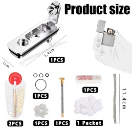 6-Piece Accessory Set for Lighters - Metal Gas Insert, Flints, Cotton Wool and Tool, Compatible Repair Kit Against Evaporation, Replacement Parts