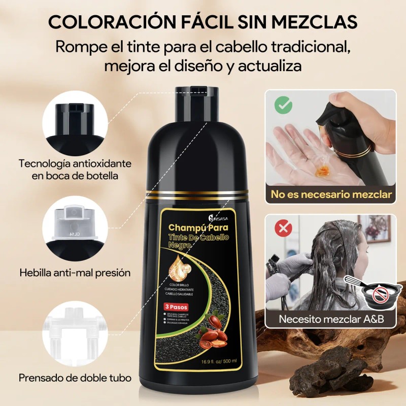 Shampoo Con Tinte 15min Cubre Canas Contiene Aceite De Argn