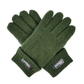 BRUCERIVER Men Pure Wool Knitted Gloves with Warm Fleece Lining Size S/M (Green)