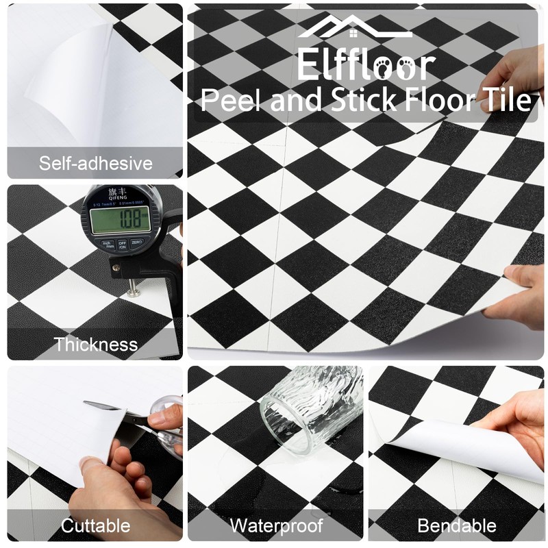 Elffloor Peel and Stick Floor Tile: 10pc 11.8 * 11.8in