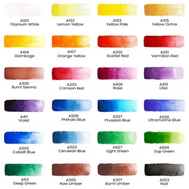 ARTEZA Watercolor Paint Set, 24 Colors in 12 ml/0.4 US fl oz Watercolor Tubes, Non-Toxic Water Color Paint for Adults