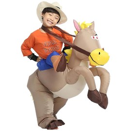 JYZCOS Inflatable Cowboy Horse Rider Costume Kid Size - Colour: Brown