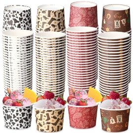 Jingmore 100 Pcs Western Cowboy Theme Ice Cream Cups 8 oz Western Cowboy Disposable Ice Cream Dessert Bowls West Party Soup Snack Cups for Hot or Cold Food Birthday Party Supplies Decoration