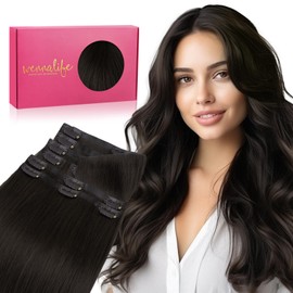 WENNALIFE Invisi Edge Clip in Hair Extensions Real Human Hair, 14 Inch 130g 9pcs Dark Brown Seamless Clip in Extensions Remy Hair Clip Ins Invisible PU Skin Weft Straight Extensiones De Cabello Hmano