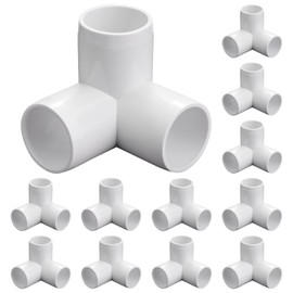 12-Pack 1" PVC Fittings 3 Way, Furniture Grade 1 Inch PVC Pipe Fittings 3 Way, UV Resistant, Fits SCH40 Pipe DIY Garden Shelves, Greenhouse, Shelf