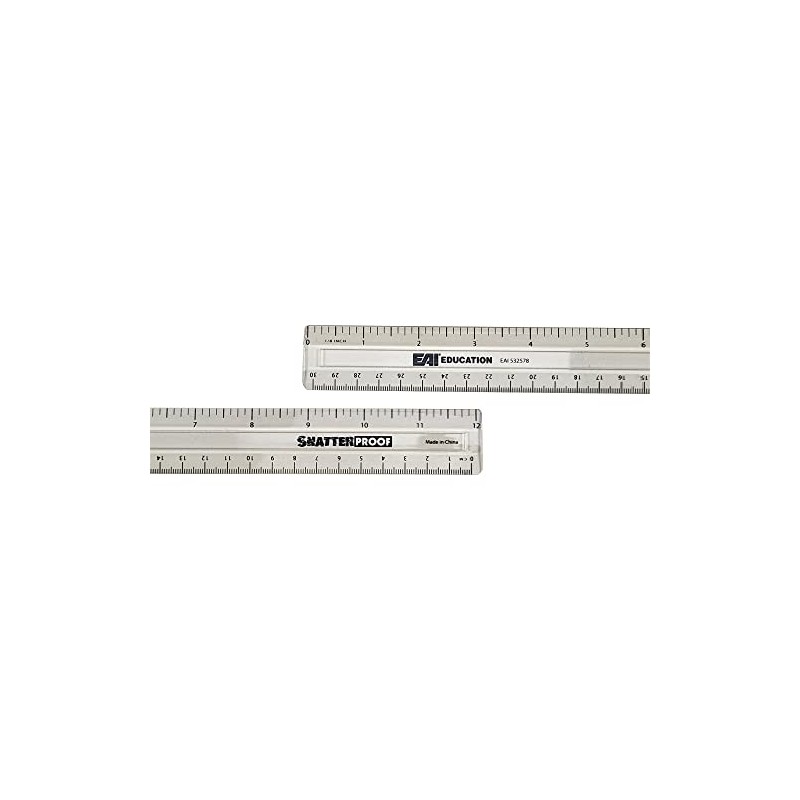 EAI Education 12" ShatterProof Ruler 1/8" Scale: Clear - Set