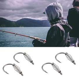 eMagTech Pack of 20 Fishing Hooks with Spring Size 12# Carbon Steel Hooks with Metal Spring and Barbs Rotatable Suitable for Powerbait Trout Carp Black