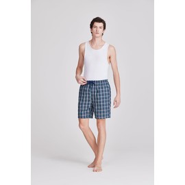 Jveyvth Men's Pajama Shorts Plaid Lounge Pants Relaxed Fit Drawstring Button Open Fly