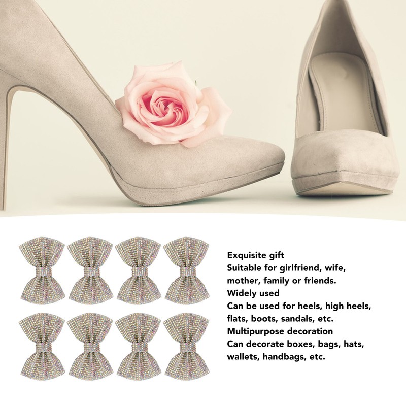 8pcs Bow Shoe Clips Detachable Bowknot Shoe Buckle Decorative Removable