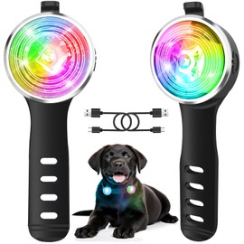 Tubasion 2-Pack Dog Lights for Night Walking, Upgraded 8 Modes Rechargeable Dog Collar Lights for Nighttime Clip On, IPX6 Waterproof and Silicone Band Safety Lights for Dog Collars