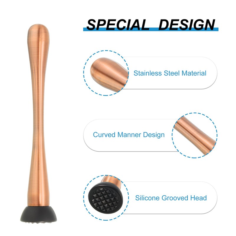 uxcell 9 Inch Stainless Steel Muddler for Cocktail Bar Drink