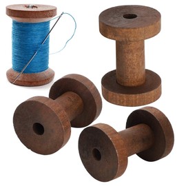Changor Wooden Bobbins for Crafts, Large Thread, 13 x 8 x 4, 3 Pieces, Wooden Bobbins and Rolls, Dark Brown Bobbins for Crafts, DIY Sewing, Threading Tools