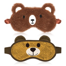 my novel things Cooling Eye Mask and Sleep Mask Eye Cover Girls Boys Birthday Cute Teens Woman, Cold Warm Eye Compress for Dry Eyes Spa at Home Travel Plush Blindfold Sleeping Unicorn Bear Cat Brown