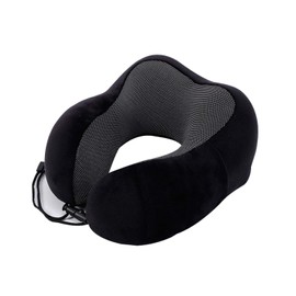FANDARE Nackenkissen Reisekissen aus Memory-Schaum Neck Pillow Damen Herren Nackenhörnchen Nackenstützkissen Kissen mit maschinenwaschbar für Flugzeug/Auto/Zug Reisen,Zuhause,Büro Schwarz