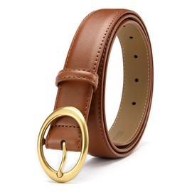 Womens Belt - CR Leather Belt Women Casual for Jeans Pants Dress - Belts with Gold Buckle for Women Fashion