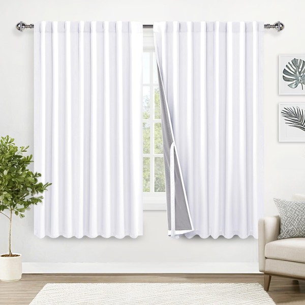 XWZO Full Blackout Curtain with Tiebacks- Rod Pocket & Back
