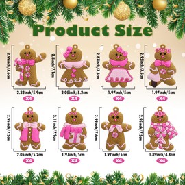 Mimorou 32 Pcs Pink Gingerbread Ornaments Christmas Tree Decorations Gingerbread Man Christmas Hanging Decorations for Holiday Xmas Home Decor