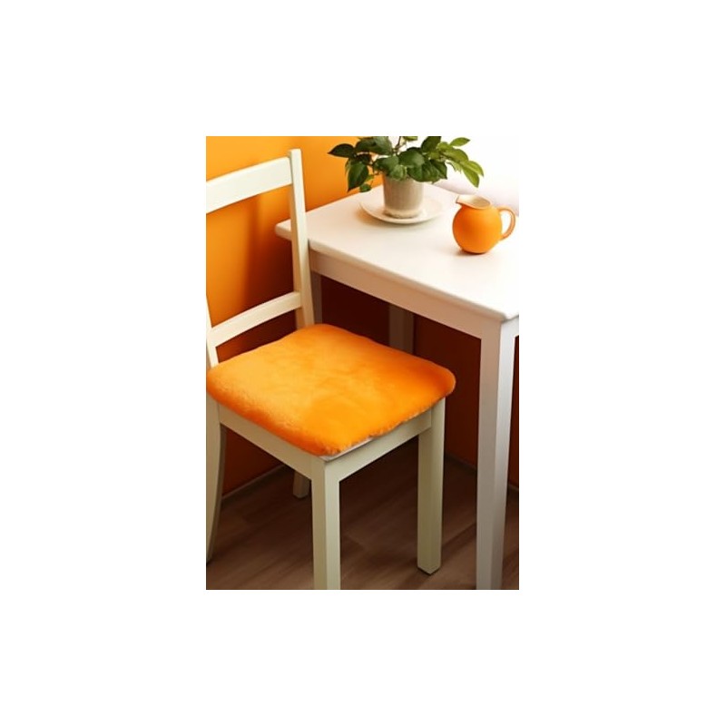 Hollert Lambskin Seat Cushion, 40 x 40 cm, Orange Chair