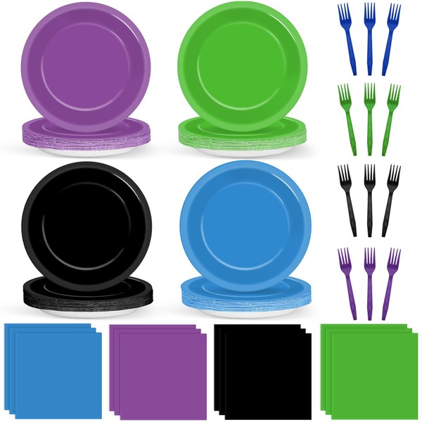 96Pcs Video Game Party Supplies Birthday Royale Tableware Set Video