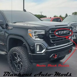 Blackout Auto Mods 2019-2024  GMC Sierra 1500 Matte Black Emblem Blackout Overlay Decals - Set of 2
