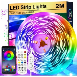 LED Strip 2M Controlled by Bluetooth App or Remote Control Sync Music Rhythm RGB LED Strip for Home Decoration