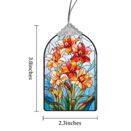 Iris Flower Stained Glass Ornament, 2025 Christmas Tree Hanging Decoration for Gift Exchange or Stocking Stuffer, Holiday Decor, 3.8 x 2.3 Inch