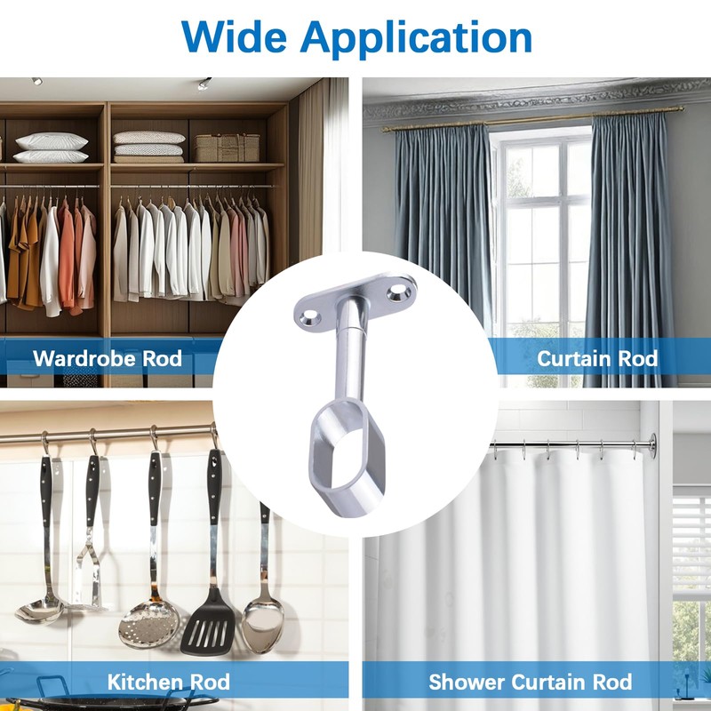 Closet Rod Support, 20Pcs Hollow Zinc Alloy Adjustable Oval Wardrobe