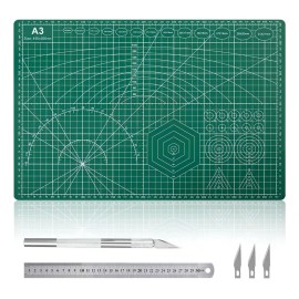 AZYAADIXX Tapete de Corte A3 con Cuchillo Regla, 45x30 cm Alfombrilla Corte Autorregenerable, PVC Tabla de Corte 2 Cara Base de Corte Mat para Cortar 