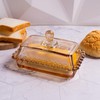 Glass Butter Dish with Lid for Countertop, Champagne Color Crystal
