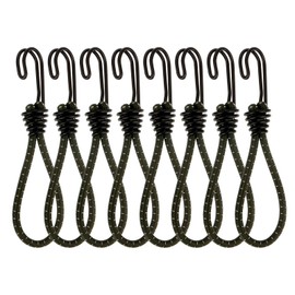 PATIKIL 6 Inch Bungee Cord with Hooks, 8 Pack 16cm Reflective Elastic Rope Heavy Bungee Straps Outdoor Strapping Tape Hook for Camping Hiking Tents Trucks, Green
