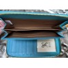 HOBO INTERNATIONAL~ NILA~Large Zip-Around Clutch Wallet~AQUA PEBBLE LEATHER~NWT!